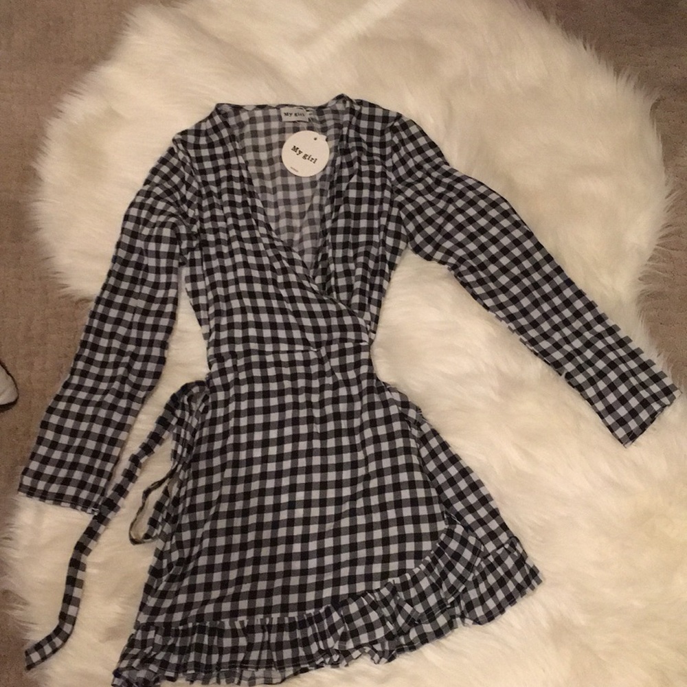 Gingham wrap dress